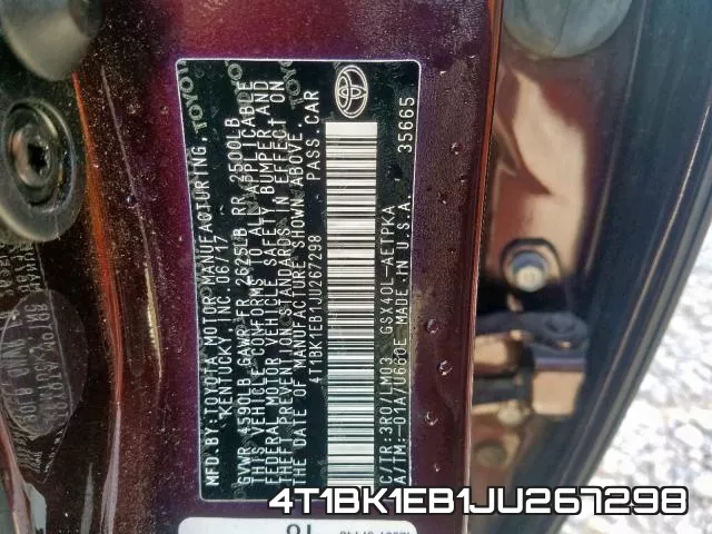 4T1BK1EB1JU267298 фото 2
