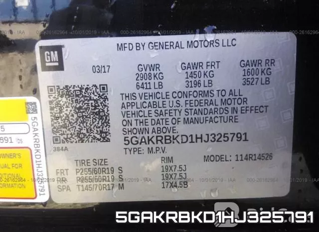 5GAKRBKD1HJ325791 фото 10