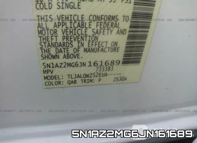 5N1AZ2MG6JN161689 фото 10