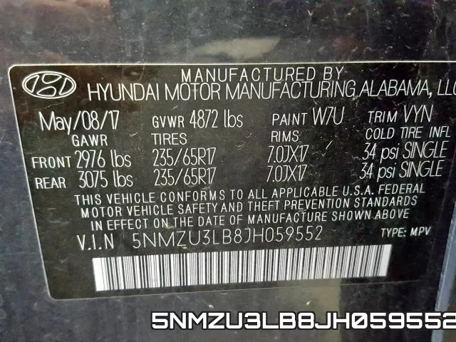 5NMZU3LB8JH059552 фото 2