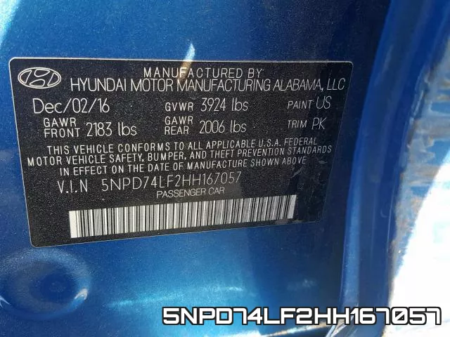 5NPD74LF2HH167057 фото 2