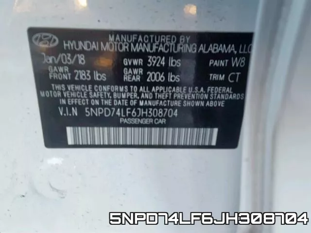 5NPD74LF6JH308704 фото 2
