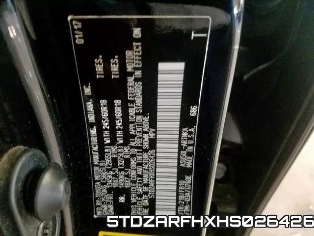 5TDZARFHXHS026426 фото 2