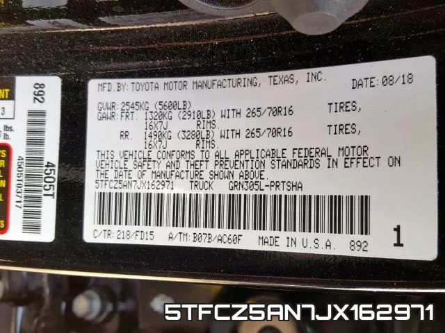 5TFCZ5AN7JX162971 фото 2