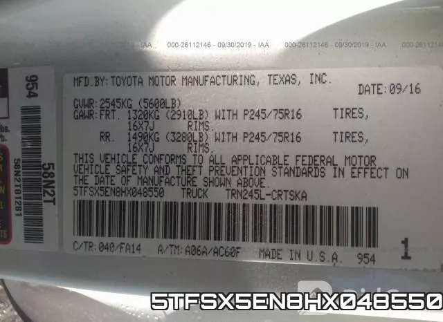 5TFSX5EN8HX048550 фото 10