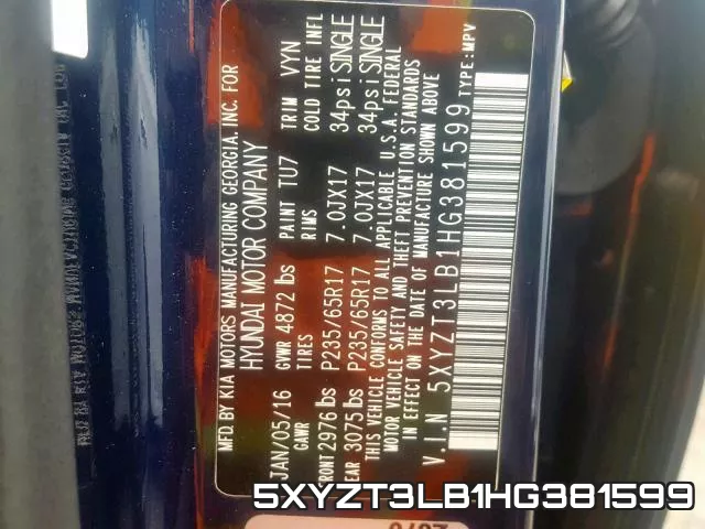 5XYZT3LB1HG381599 фото 2