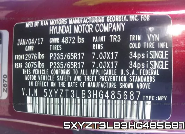 5XYZT3LB3HG485687 фото 10
