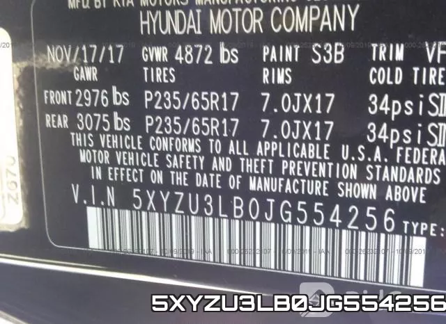 5XYZU3LB0JG554256 фото 10