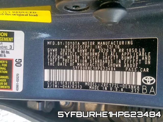 5YFBURHE1HP623484 фото 2