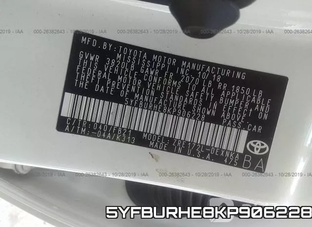 5YFBURHE8KP906228 фото 10