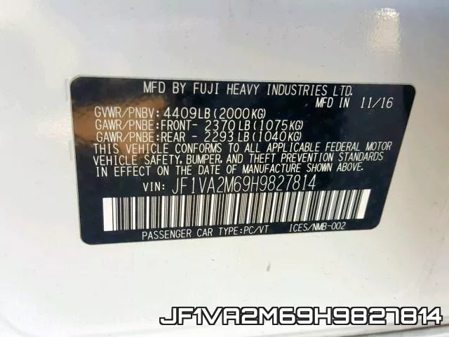 JF1VA2M69H9827814 фото 2