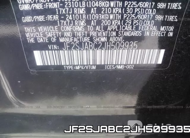 JF2SJABC2JH509935 фото 10