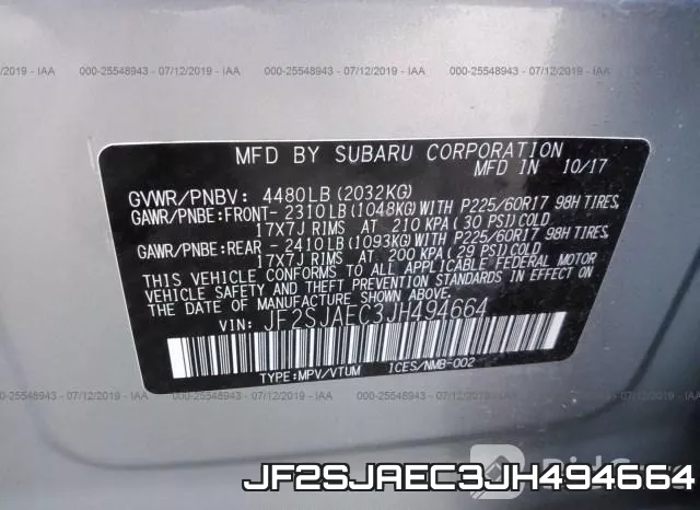 JF2SJAEC3JH494664 фото 10