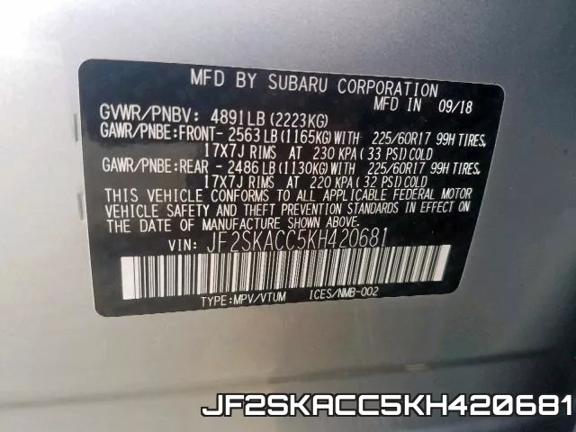 JF2SKACC5KH420681 фото 2