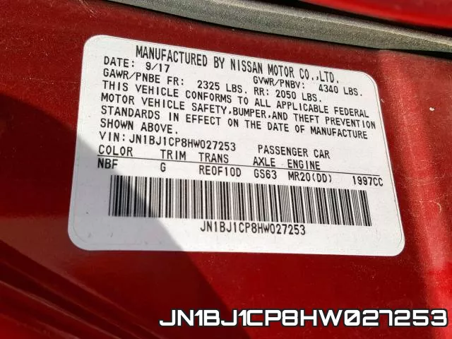 JN1BJ1CP8HW027253 фото 2