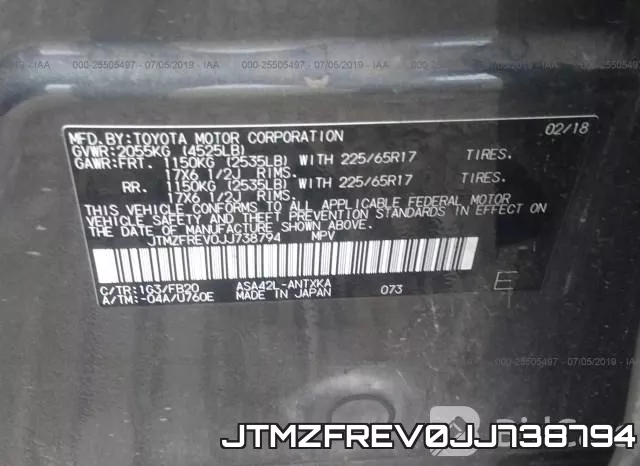 JTMZFREV0JJ738794 фото 10