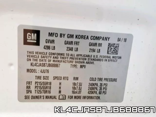 KL4CJASB7JB688867 фото 2