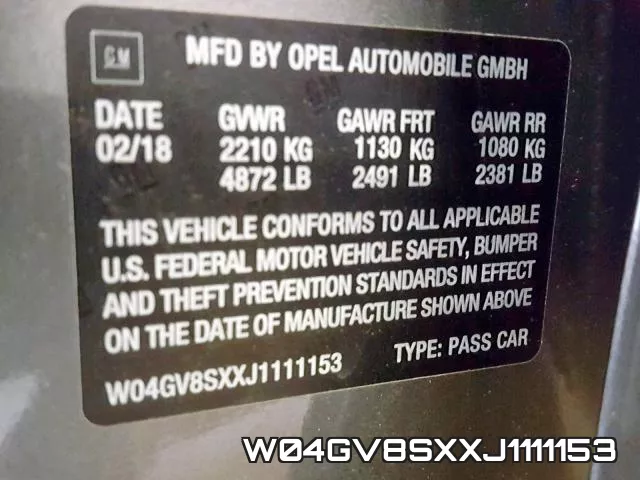 W04GV8SXXJ1111153 фото 2