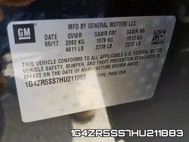 1G4ZR5SS7HU211883 фото 2