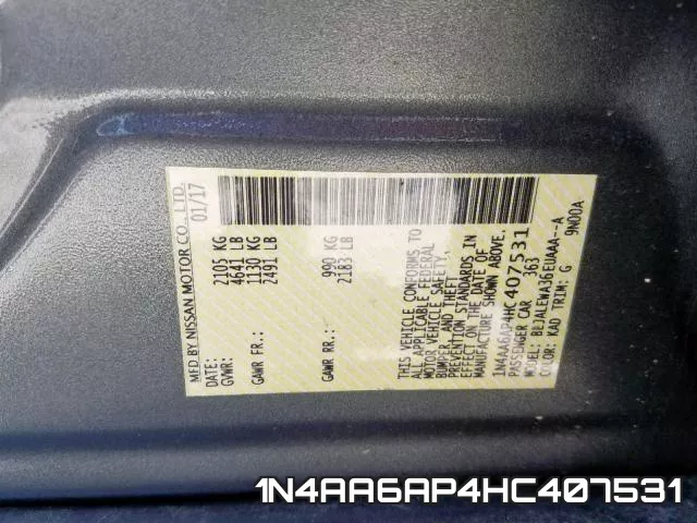 1N4AA6AP4HC407531 фото 2