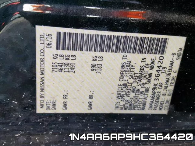 1N4AA6AP9HC364420 фото 2