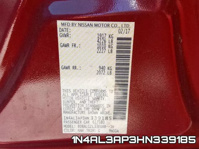 1N4AL3AP3HN339185 фото 2