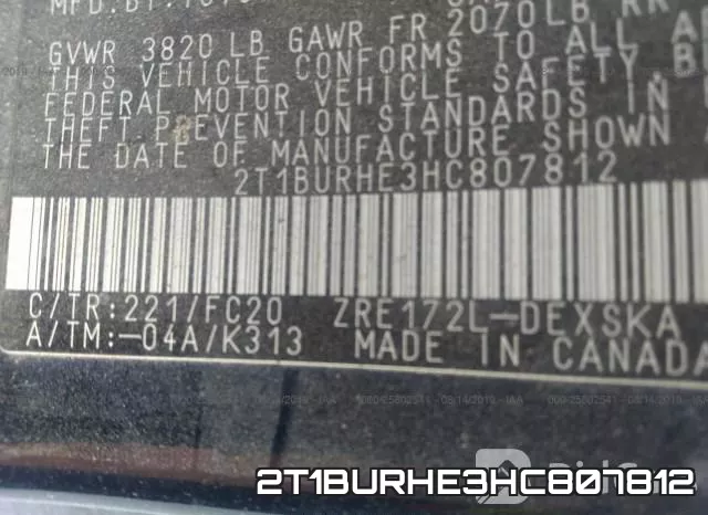 2T1BURHE3HC807812 фото 10
