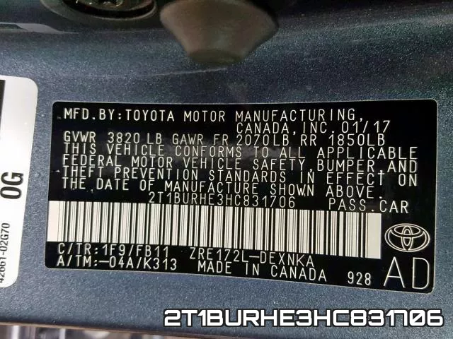2T1BURHE3HC831706 фото 2