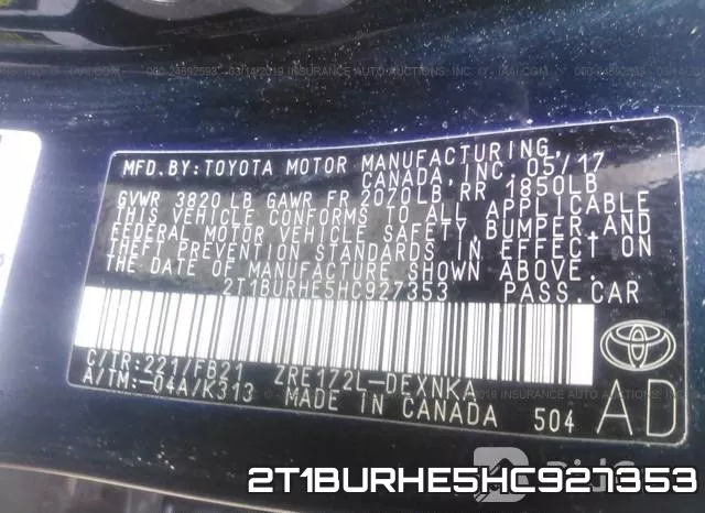2T1BURHE5HC927353 фото 10