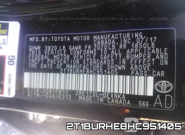 2T1BURHE8HC951405 фото 9