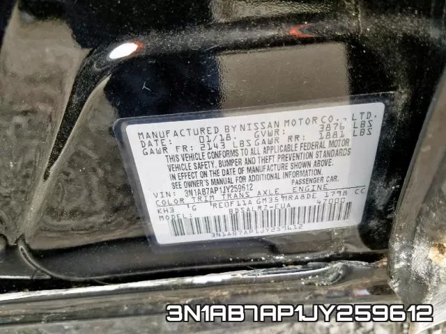 3N1AB7AP1JY259612 фото 2