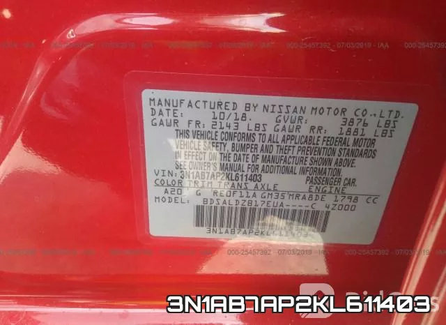 3N1AB7AP2KL611403 фото 10