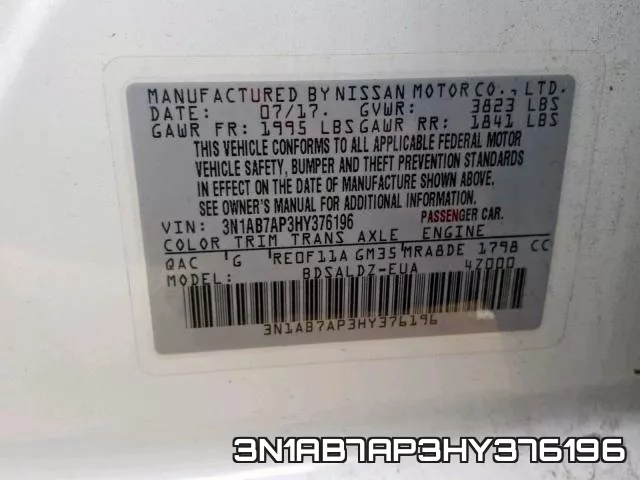 3N1AB7AP3HY376196 фото 2