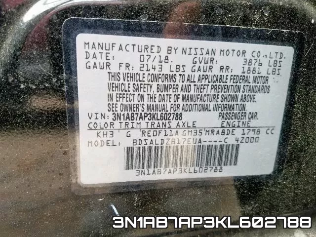 3N1AB7AP3KL602788 фото 2