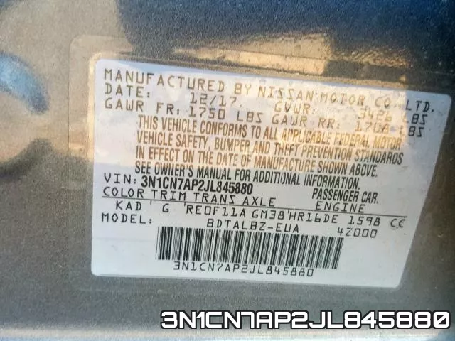 3N1CN7AP2JL845880 фото 2
