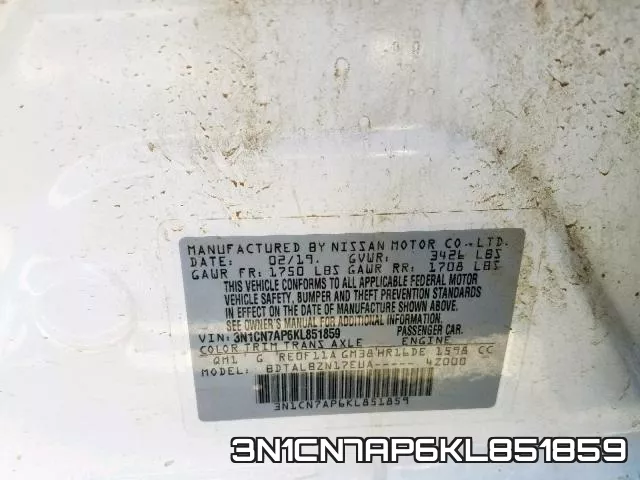 3N1CN7AP6KL851859 фото 2