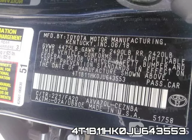 4T1B11HK0JU643553 фото 10
