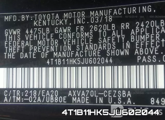 4T1B11HK5JU602044 фото 10