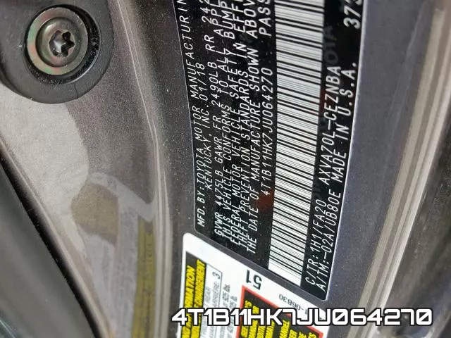 4T1B11HK7JU064270 фото 2