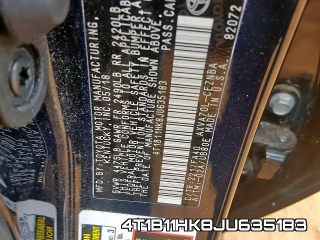 4T1B11HK8JU635183 фото 2