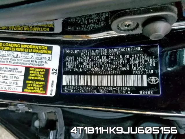 4T1B11HK9JU605156 фото 2