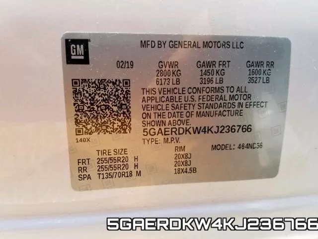 5GAERDKW4KJ236766 фото 2