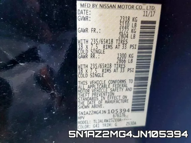 5N1AZ2MG4JN105394 фото 2