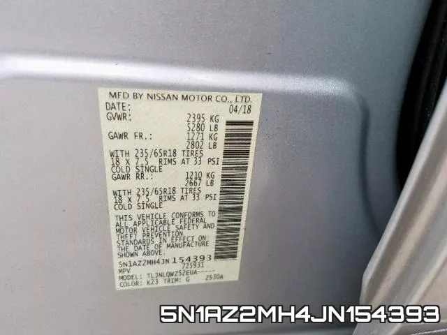 5N1AZ2MH4JN154393 фото 2