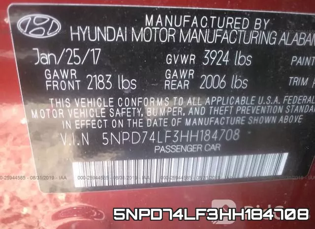 5NPD74LF3HH184708 фото 10