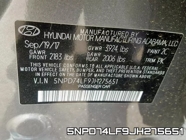 5NPD74LF9JH275651 фото 2