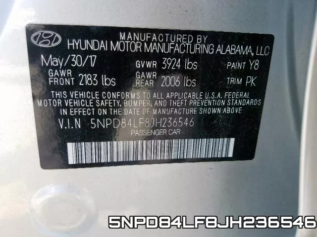 5NPD84LF8JH236546 фото 2