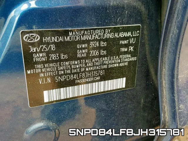 5NPD84LF8JH315781 фото 2