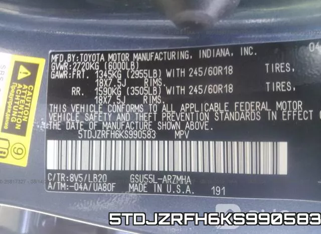 5TDJZRFH6KS990583 фото 10