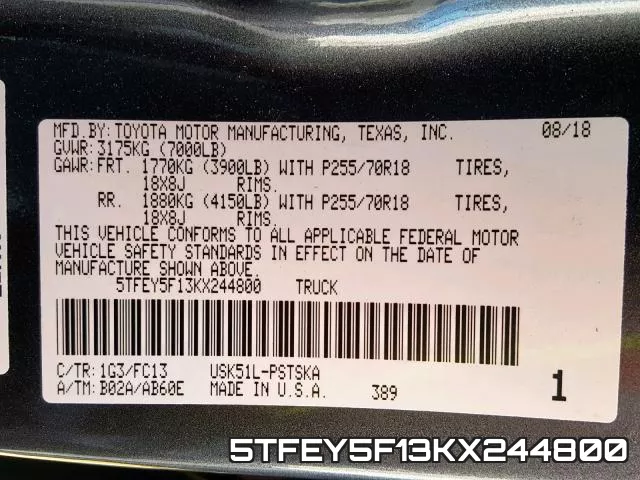 5TFEY5F13KX244800 фото 2